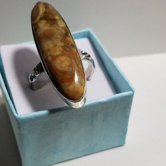 March BirthStone NATURAL MOLTED Jasper  Handmade Ring Marked SIZE 9 IMPRESSIVE - Picture 11 of 13